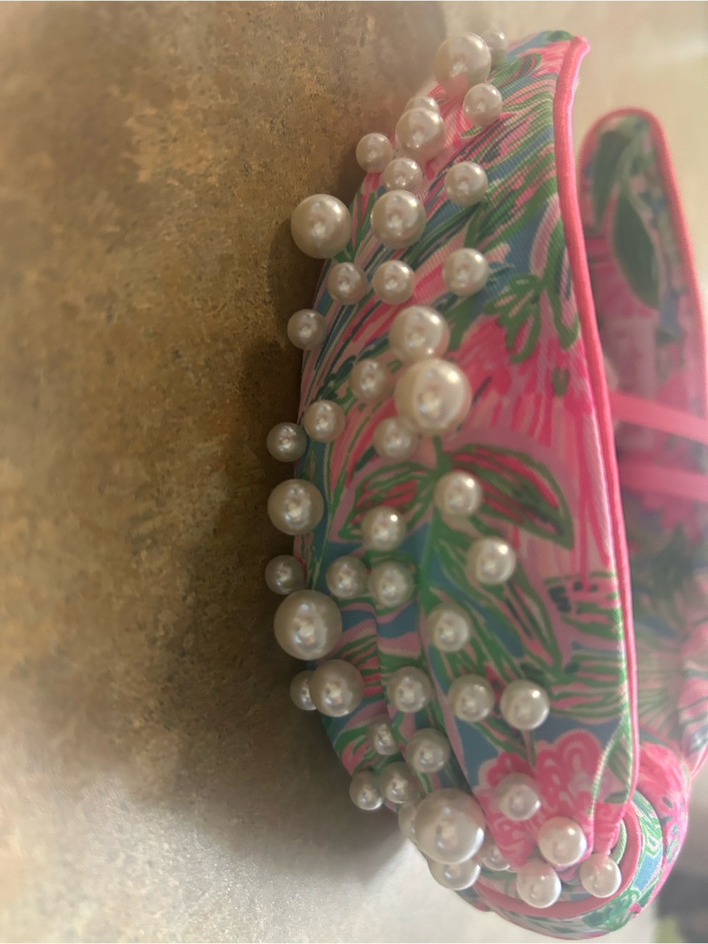 NWT LILLY PULITZER pink  Tropical Pearl-Embellished Headband - Picture 2 of 3